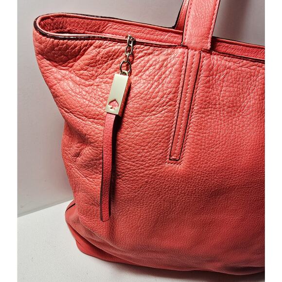 Kate Spade Elliot Grey Street Leather Tote Bag Purse In Hot Rose Pink Large - Picture 13 of 13